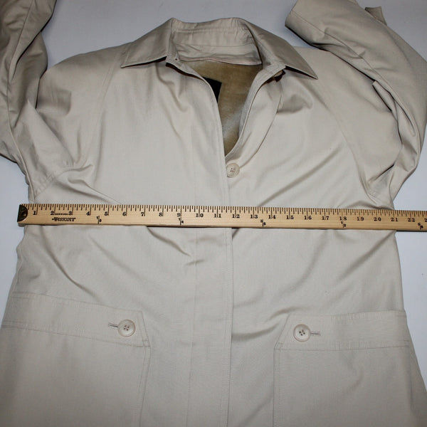 London Fog Sz 6 Petite Tan Brown Collared Pockets Mid Length Fleece Lined Jacket