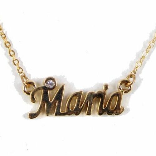 MARIA NEW Name Goldtone Rhinestone Accent 14.5" w 4.5" Multi Ring Ext Necklace