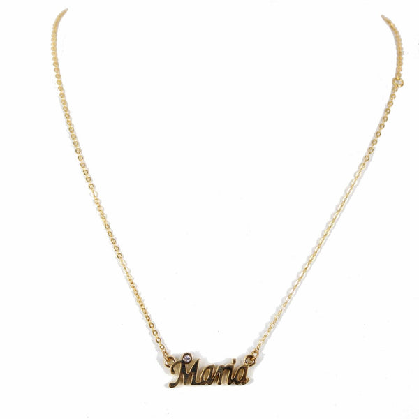 MARIA NEW Name Goldtone Rhinestone Accent 14.5" w 4.5" Multi Ring Ext Necklace