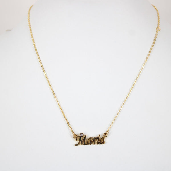 MARIA NEW Name Goldtone Rhinestone Accent 14.5" w 4.5" Multi Ring Ext Necklace
