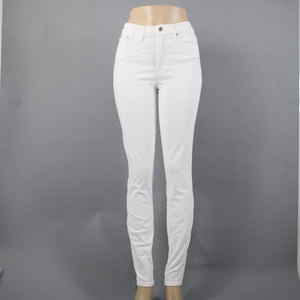J Crew Toothpick Sz 27T x 31 White Denim 9'' High Rise Pockets Cotton Poly Jeans