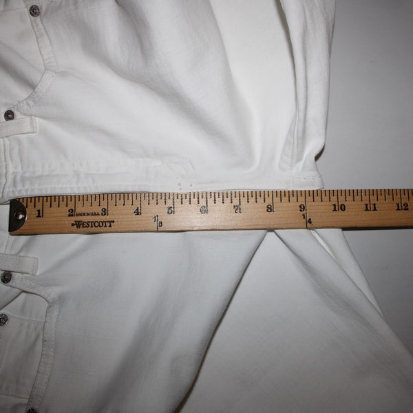 J Crew Toothpick Sz 27T x 31 White Denim 9'' High Rise Pockets Cotton Poly Jeans