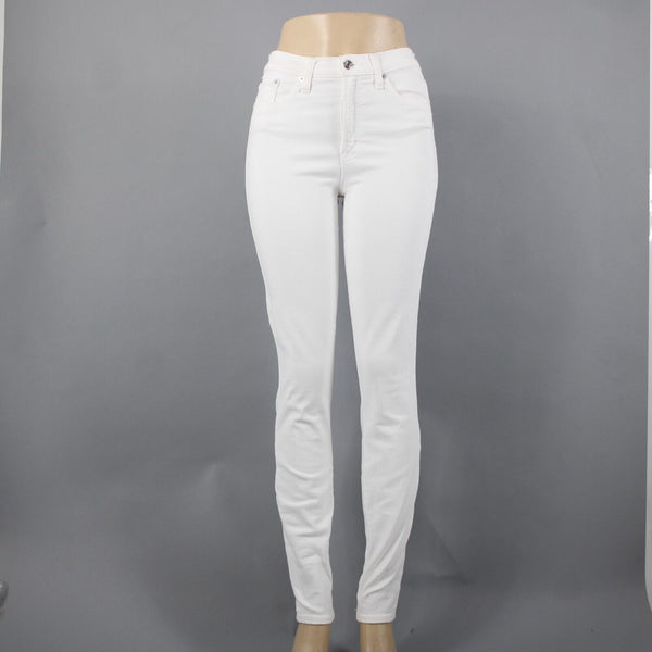 J Crew Toothpick Sz 27T x 31 White Denim 9'' High Rise Pockets Cotton Poly Jeans