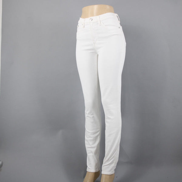 J Crew Toothpick Sz 27T x 31 White Denim 9'' High Rise Pockets Cotton Poly Jeans