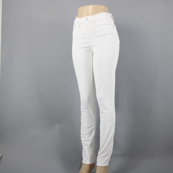 J Crew Toothpick Sz 27T x 31 White Denim 9'' High Rise Pockets Cotton Poly Jeans