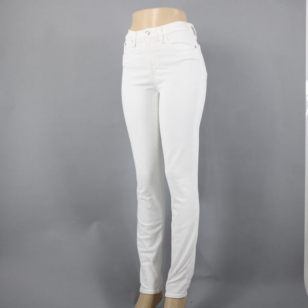J Crew Toothpick Sz 27T x 31 White Denim 9'' High Rise Pockets Cotton Poly Jeans