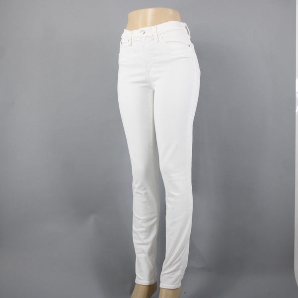 J Crew Toothpick Sz 27T x 31 White Denim 9'' High Rise Pockets Cotton Poly Jeans