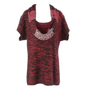 Style Co Sz S Black Burgundy Gray Cowl Neck Acrylic Sweater Top