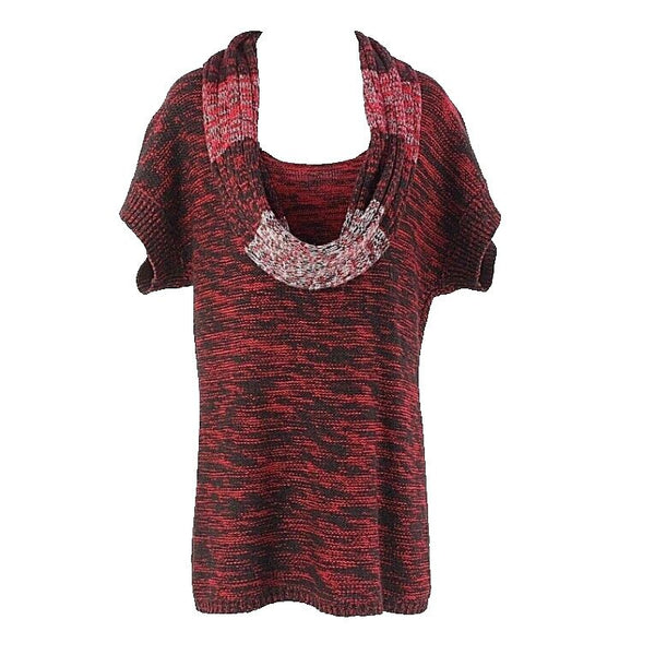 Style Co Sz S Black Burgundy Gray Cowl Neck Acrylic Sweater Top