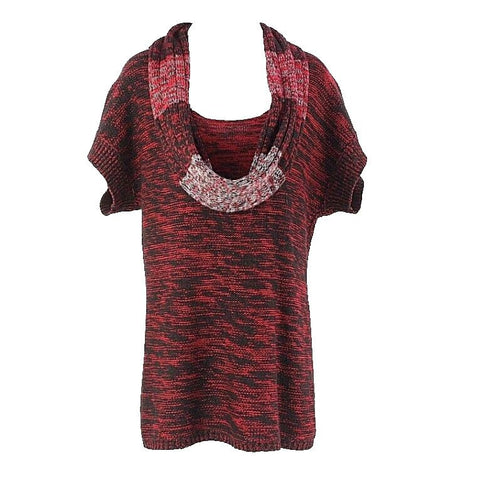 Style Co Sz S Black Burgundy Gray Cowl Neck Acrylic Sweater Top