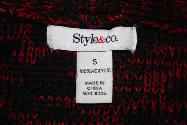 Style Co Sz S Black Burgundy Gray Cowl Neck Acrylic Sweater Top