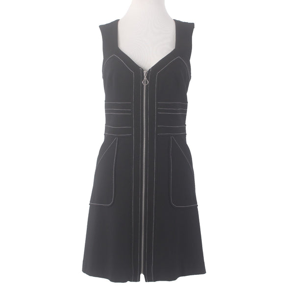Shelli Segal Laundry Dress NEW $217 Sz 6 Black White Pockets Full Zip Rayon Dres