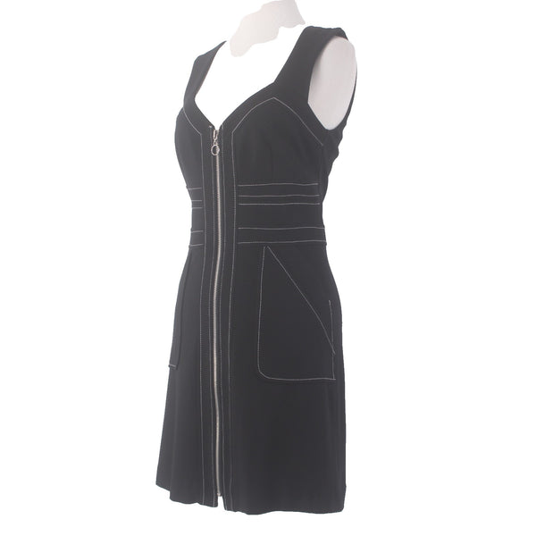 Shelli Segal Laundry Dress NEW $217 Sz 6 Black White Pockets Full Zip Rayon Dres