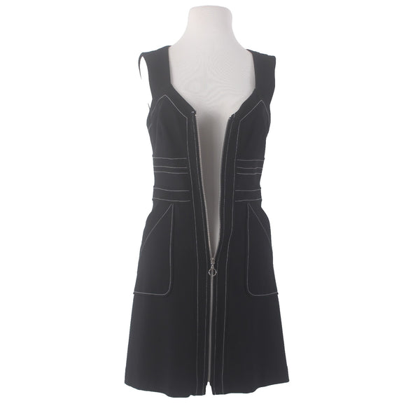 Shelli Segal Laundry Dress NEW $217 Sz 6 Black White Pockets Full Zip Rayon Dres