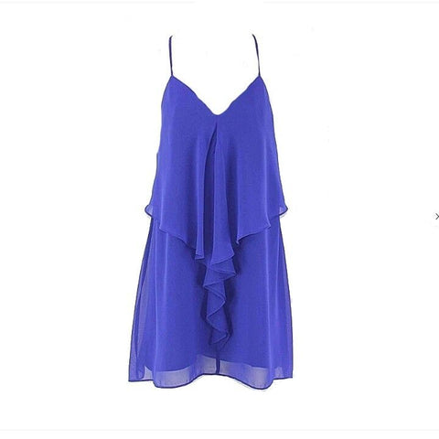Guess NEW $98 Sz S Royal Strappy Back Ruffle Front Poly Blend Chiffon Dress