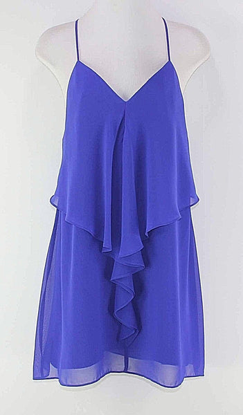 Guess NEW $98 Sz S Royal Strappy Back Ruffle Front Poly Blend Chiffon Dress
