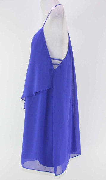Guess NEW $98 Sz S Royal Strappy Back Ruffle Front Poly Blend Chiffon Dress