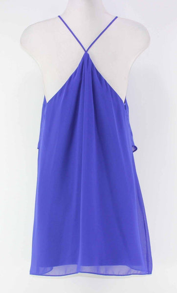 Guess NEW $98 Sz S Royal Strappy Back Ruffle Front Poly Blend Chiffon Dress