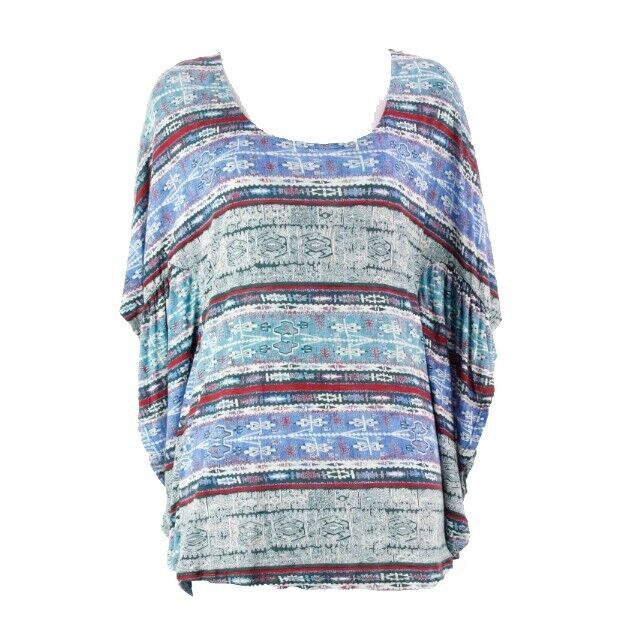 Khloe California NEW $40 Sz M Green Blue Multi 100% Rayon Butterfly Top