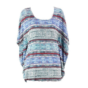 Khloe California NEW $40 Sz M Green Blue Multi 100% Rayon Butterfly Top