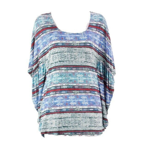 Khloe California NEW $40 Sz M Green Blue Multi 100% Rayon Butterfly Top