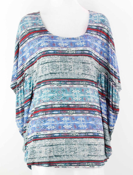 Khloe California NEW $40 Sz M Green Blue Multi 100% Rayon Butterfly Top