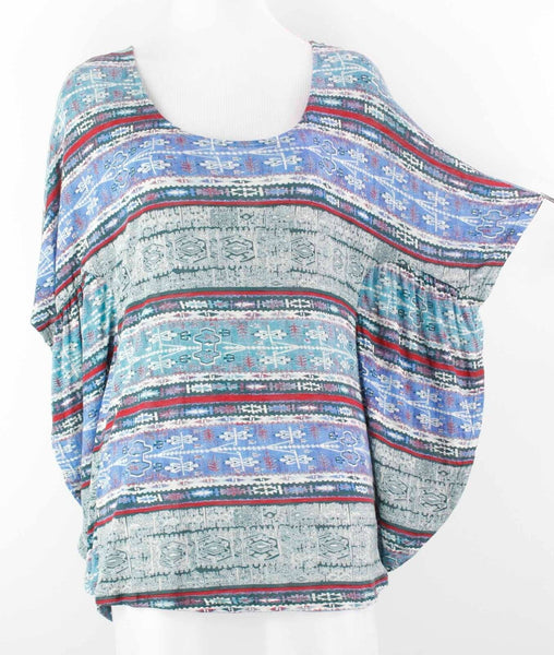Khloe California NEW $40 Sz M Green Blue Multi 100% Rayon Butterfly Top