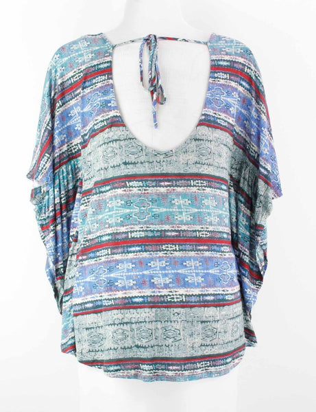 Khloe California NEW $40 Sz M Green Blue Multi 100% Rayon Butterfly Top