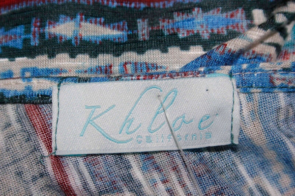 Khloe California NEW $40 Sz M Green Blue Multi 100% Rayon Butterfly Top