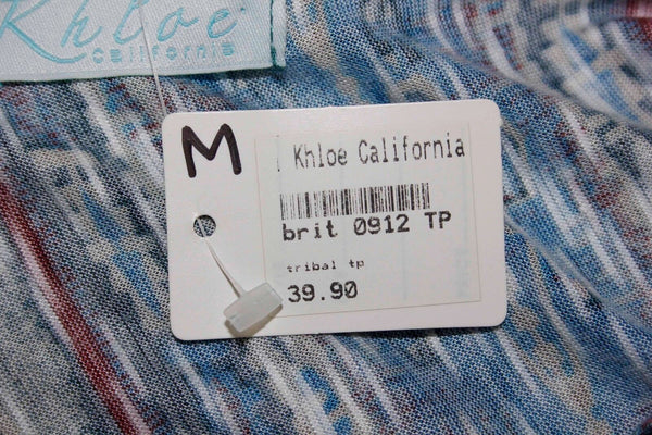 Khloe California NEW $40 Sz M Green Blue Multi 100% Rayon Butterfly Top