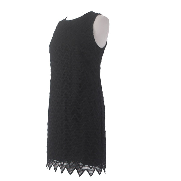 Aqua Dress Sz M Black Lined Crochet Body Sleeveless Polyester Spandex Dress
