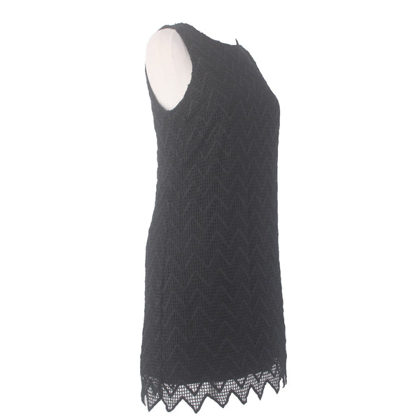 Aqua Dress Sz M Black Lined Crochet Body Sleeveless Polyester Spandex Dress