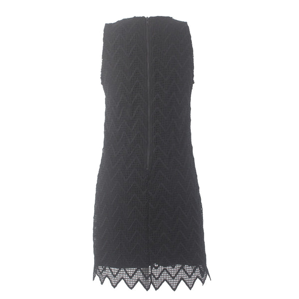 Aqua Dress Sz M Black Lined Crochet Body Sleeveless Polyester Spandex Dress