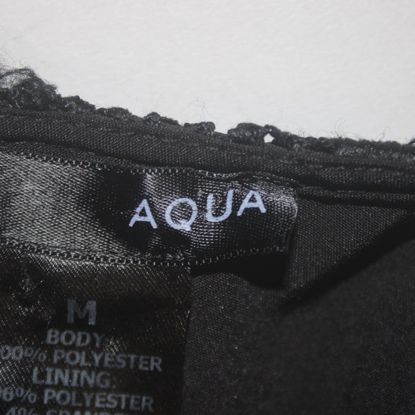 Aqua Dress Sz M Black Lined Crochet Body Sleeveless Polyester Spandex Dress