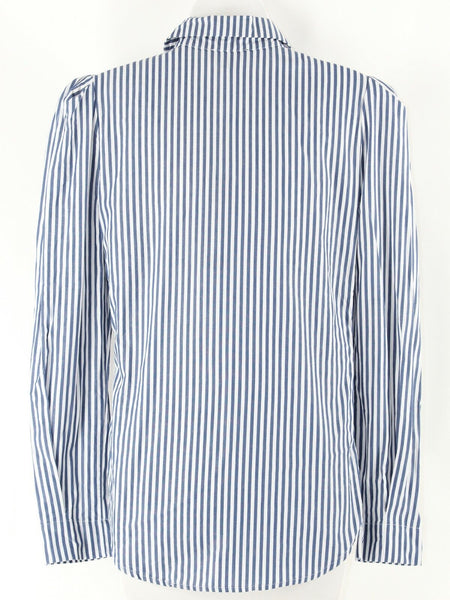 Greyson NEW $298 Sz S Blue White Striped Multi Smock Side Trend Cotton Shirt Top