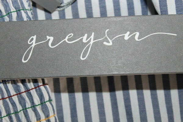 Greyson NEW $298 Sz S Blue White Striped Multi Smock Side Trend Cotton Shirt Top