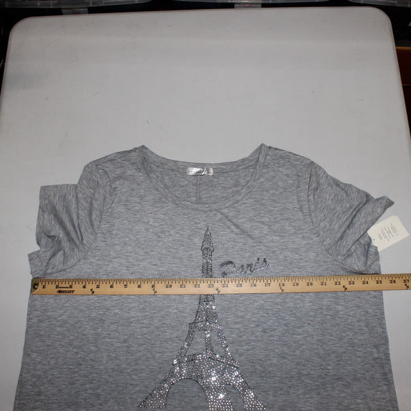 Retrology Sz 3X Top NEW $58 Light Grey Paris Eiffel Tower Polyester Rayon Top