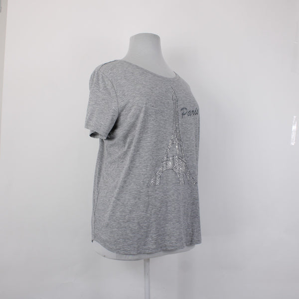 Retrology Sz 3X Top NEW $58 Light Grey Paris Eiffel Tower Polyester Rayon Top