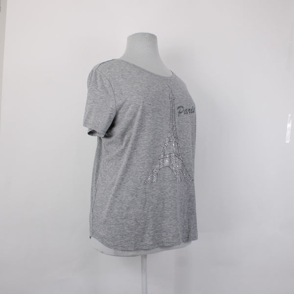 Retrology Sz 3X Top NEW $58 Light Grey Paris Eiffel Tower Polyester Rayon Top