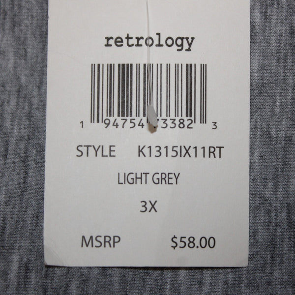 Retrology Sz 3X Top NEW $58 Light Grey Paris Eiffel Tower Polyester Rayon Top
