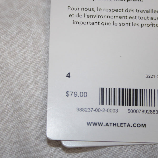 Athleta NEW $79 Cabo Sz 4 x 28 White Tan Pockets 100% Linen Active Wear Pant