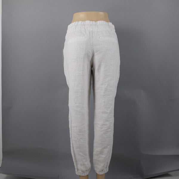 Athleta NEW $79 Cabo Sz 4 x 28 White Tan Pockets 100% Linen Active Wear Pant