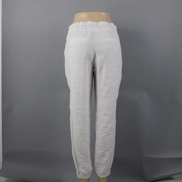 Athleta NEW $79 Cabo Sz 4 x 28 White Tan Pockets 100% Linen Active Wear Pant