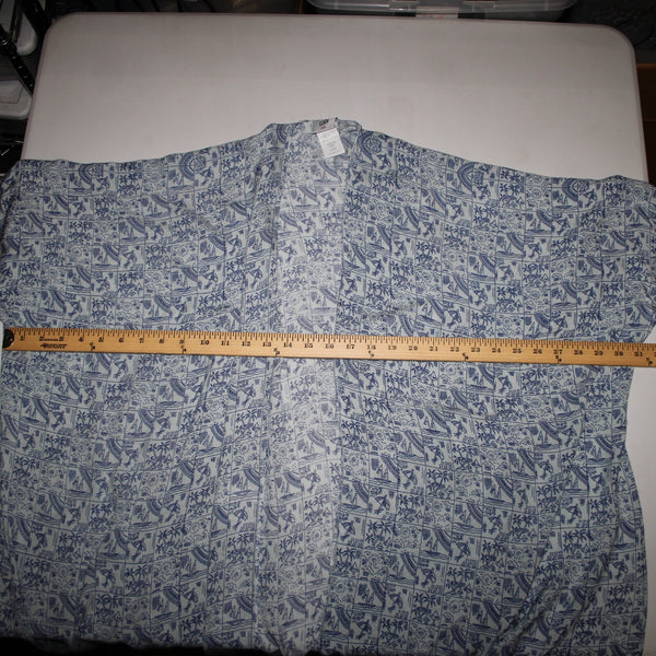 Cabi Sz One Size Blue Light Blue Beach Theme Asymm 100% Viscose Wrap Sweater