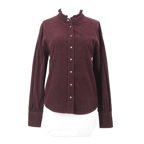 Dear John Top Sz S Purple Collared Button Down Corduroy 100% Cotton Top