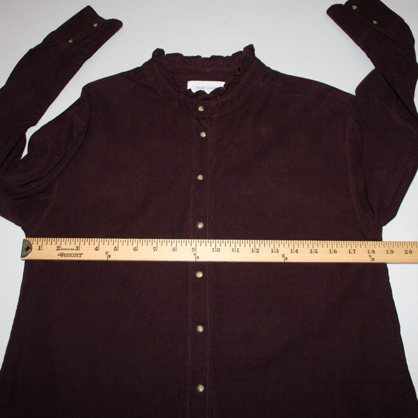 Dear John Top Sz S Purple Collared Button Down Corduroy 100% Cotton Top