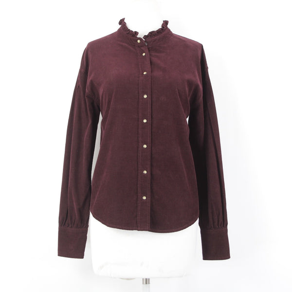 Dear John Top Sz S Purple Collared Button Down Corduroy 100% Cotton Top