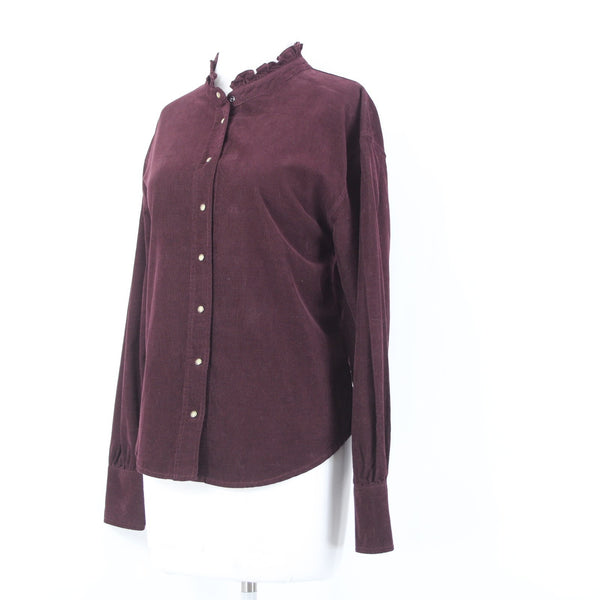 Dear John Top Sz S Purple Collared Button Down Corduroy 100% Cotton Top