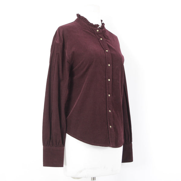 Dear John Top Sz S Purple Collared Button Down Corduroy 100% Cotton Top