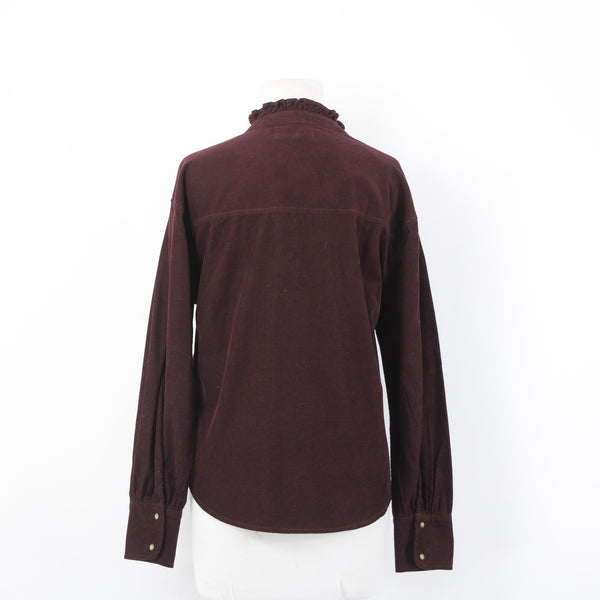 Dear John Top Sz S Purple Collared Button Down Corduroy 100% Cotton Top